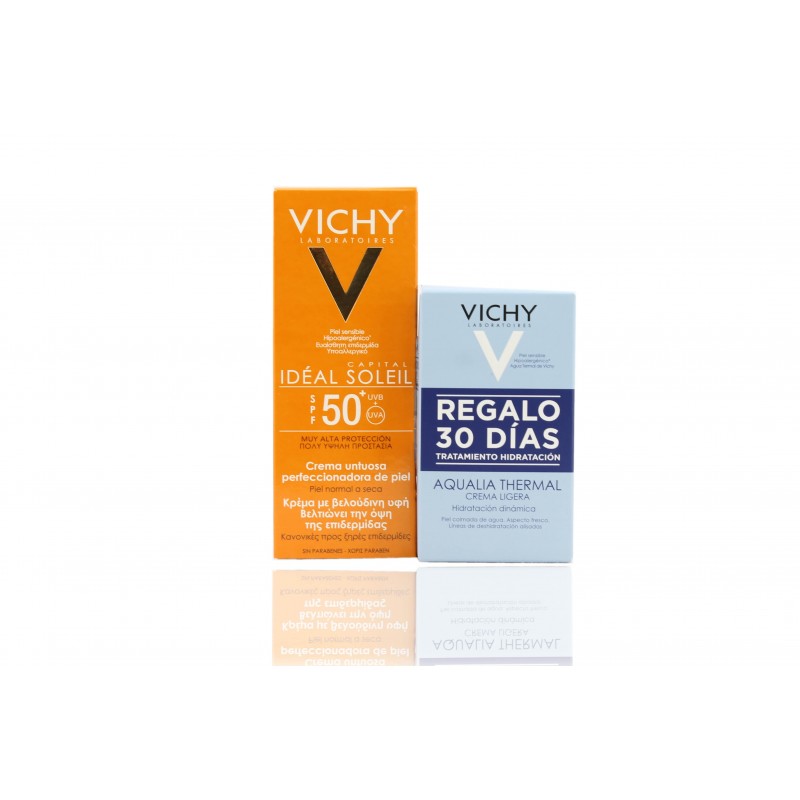 Vichy Ideal Soleil Crema Untuosa 50+ 50 ml + GRATIS aqualia termal ligera 29 gr.