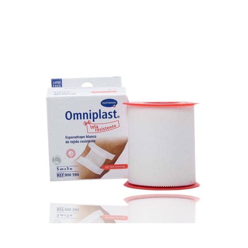 Omniplast Esparadrapo Hipoalergico Tejido Resistente 5X5 (5 m x 5 Cm) Blanco