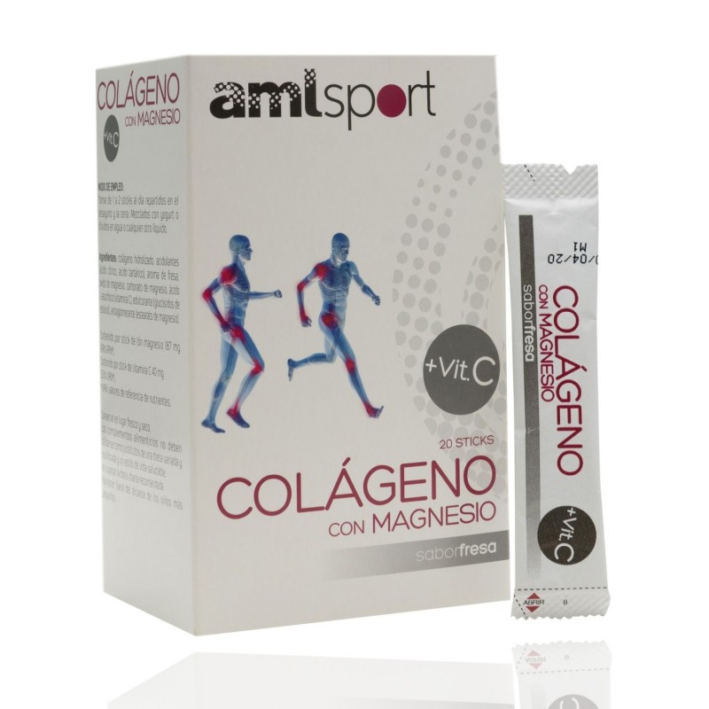 Amlsport Colágeno con magnesio + vitamina C 20 sticks fresa
